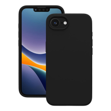OEM iPhone 16e szilikon tok, hátlaptok, telefon tok, velúr belsővel, matt, fekete, Silicone tok és táska