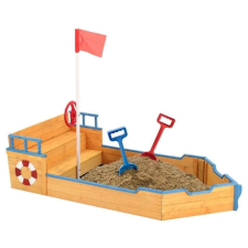 OEM Kalózhajó formájú homokozó, kormánykerékkel és zászlóval homokozó