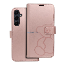 OEM MEZZO könyvtok Samsung Galaxy A55 5G - rózsaarany szín "maci" tok és táska