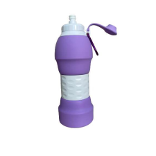 OEM Összecsukható kulacs, 580ml, 11-22cm, élelmiszer-szilikon, csepegésgátló, lila kulacs, kulacstartó