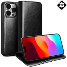OEM QIALINO Oldalra nyitható bőrtok Apple iPhone 15 Pro Max fekete tok és táska