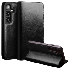 OEM QIALINO Oldalra nyitható bőrtok Samsung Galaxy S25 fekete tok és táska