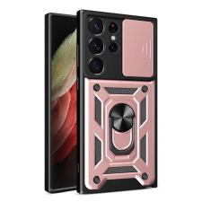 OEM Samsung Galaxy S23 Ultra Hybrid Armor Camshield gyűrűs ütésálló tok kameravédővel, Rózsaszín mobiltelefon kellék