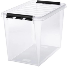 OEM SMARTSTORE Classic 65 Műanyag tárolódoboz 61 liter fekete fogantyúkkal átlátszó bútor