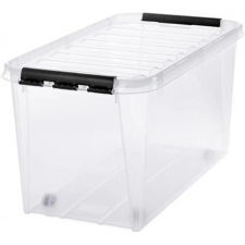 OEM SMARTSTORE Classic 70 Műanyag tárolódoboz 70 liter fekete fogantyúkkal átlátszó bútor