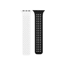 OEM Spike Apple Watch szilikon szíj 49/45/44/42mm fehér/fekete okosóra kellék