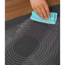 OEM Szilikon nyújtólap - mérettáblázattal, sodrófával 70X50cm- fekete konyhai eszköz