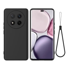 OEM Szilikon telefonvédő (matt. mikrofiber plüss karcolásmentesítő belső. prémium + kézpánt) FEKETE tok és táska