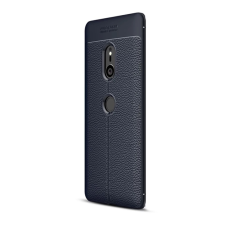 OEM Szilikon telefonvédő (ütésállóság. bőr hatású. varrás minta) SÖTÉTKÉK tok és táska