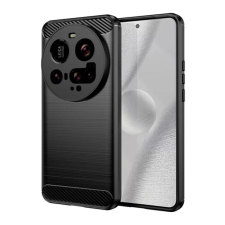 OEM Szilikon telefonvédő (ütésállóság. légpárnás sarok. szálcsiszolt. karbon minta) FEKETE tok és táska