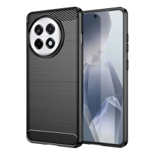 OEM Szilikon telefonvédő (ütésállóság. légpárnás sarok. szálcsiszolt. karbon minta) FEKETE tok és táska