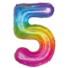OEM Szivárvány '5' Fólia Lufi - 110 cm, Héliummal és Levegővel Tölthető party kellék
