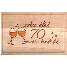 OEM Születésnapi borospoharas vágódeszka Az élet 70 után kezdődik XXL konyhai eszköz