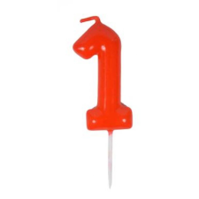 OEM Szülinapi '1' piros gyertya / 11 cm party kellék
