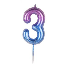 OEM Szülinapi '3' kékes gyertya / 6 cm party kellék