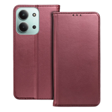OEM Telefontok Xiaomi Redmi 15C - Smart Magnetic burgundy szilikon keretes mágneses könyvtok tok és táska