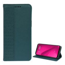 OEM Tok álló. bőr hatású (FLIP. oldalra nyíló. asztali tartó. lóhere) SÖTÉTZÖLD tok és táska