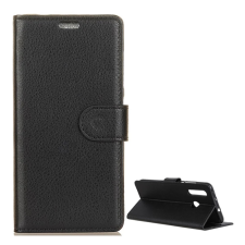 OEM Tok álló. bőr hatású (FLIP. oldalra nyíló. asztali tartó. prémium) FEKETE tok és táska