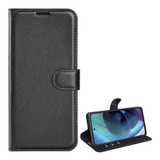 OEM Tok álló. bőr hatású (FLIP. oldalra nyíló. asztali tartó. prémium) FEKETE tok és táska