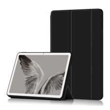 OEM Tok álló. bőr hatású (FLIP. oldalra nyíló. TRIFOLD. asztali tartó) FEKETE tok és táska