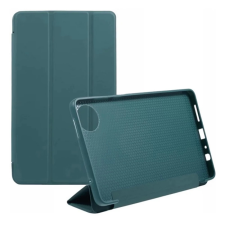 OEM Tok álló. bőr hatású (FLIP. oldalra nyíló. TRIFOLD. asztali tartó) SÖTÉTZÖLD tok és táska