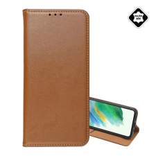 OEM Tok álló. valódi bőr (FLIP. oldalra nyíló. asztali tartó) BARNA tok és táska