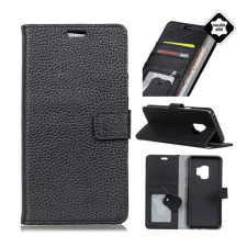 OEM Tok álló. valódi bőr (FLIP. oldalra nyíló. asztali tartó) FEKETE tok és táska