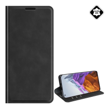 OEM Tok álló. valódi bőr (FLIP. oldalra nyíló. asztali tartó) FEKETE tok és táska