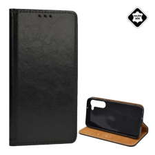 OEM Tok álló. valódi bőr (FLIP. oldalra nyíló. asztali tartó) FEKETE tok és táska