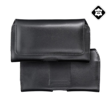 OEM Tok fekvő. valódi bőr (univerzális. övre fűzhető. mágneses. M méret) FEKETE tok és táska