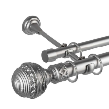 OEM Venetia 25/19 dupla rúd galéria, fém, ezüst - 360 cm karnis, függönyrúd