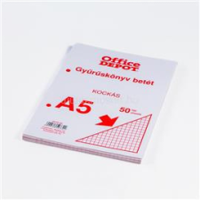 OFFICE DEPOT A5 50 lapos kockás gyűrűskönyv betét (OFFICE_DEPOT_2515-52) gyűrűskönyv
