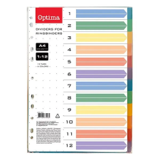 OfficeFox Regiszter OPTIMA A/4 műanyag 12 színű regiszter és tartozékai
