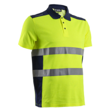 OKI FLUO SÁRGA/SÖTÉTKÉK RÖVID UJJÚ GALLÉROS PÓLÓ_2XL láthatósági ruházat