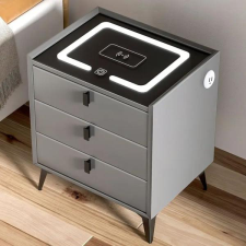 Okos éjjeliszekrény vezeték nélküli töltéssel — szürke  3 fiók GD320076-sz3 bútor