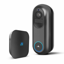  Okos Wi-Fi videós kapucsengő - elemes, 12V - MicroSD, FHD, PIR - fekete csengő