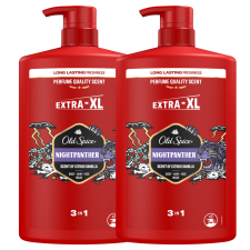 Old Spice Night Panther 3in1 férfi Sampon és Tusfürdő 2x1000ml kozmetikai ajándékcsomag