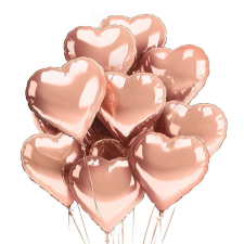 Olma 10 db szív alakú fólia lufi készlet, Magic Heart Gold Pink, 18 hüvelyk party kellék