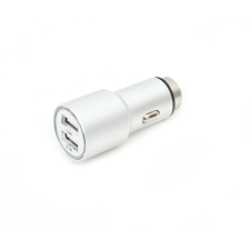 Omega USB 2 portos autós töltő (5V / 2.1A) - Ezüst mobiltelefon kellék