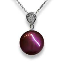 One pearl - Swarovski gyöngyös ezüst nyaklánc - Coin Pearl bordó nyaklánc