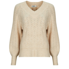 Only Pulóverek ONLLUCILLA LS GLITTER Bézs EU XL