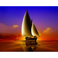  Öntapadó és mosható falfestmény Cruise. jacht, naplemente, 350 x 200 cm tapéta, díszléc és más dekoráció