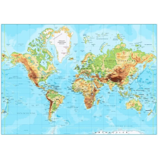  Öntapadó és mosható falfestmény Fizikai világtérkép, 350 x 200 cm tapéta, díszléc és más dekoráció