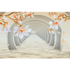  Öntapadó és mosható falfestmény Magnóliák és alagút, 250 x 150 cm tapéta, díszléc és más dekoráció