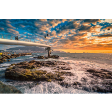  Öntapadó és mosható falfestmény Natura159 Sunset in Busan, 200 x 150 cm tapéta, díszléc és más dekoráció