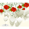  Öntapadó és mosható falfestmény Piros és négyzet alakú rózsák, 300 x 200 cm