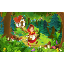  Öntapadó és mosható falfestmény Piroska és Erdőház, 350 x 200 cm tapéta, díszléc és más dekoráció