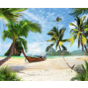  Öntapadó és mosható falfestmény Strand, csónak, papagáj, 200 x 150 cm