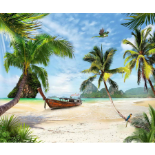  Öntapadó és mosható falfestmény Strand, csónak, papagáj, 250 x 200 cm tapéta, díszléc és más dekoráció