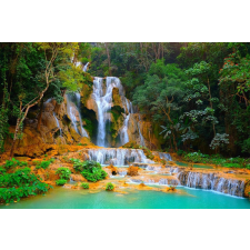  Öntapadó és mosható falfestmény Vízesés Laoszból, 300 x 200 cm tapéta, díszléc és más dekoráció
